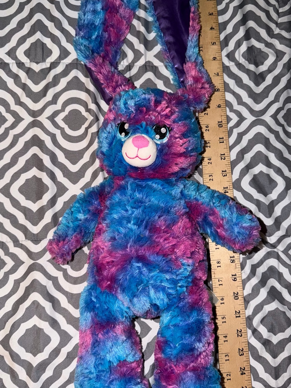 Build A Bear Plush Blue & Purple Bunny Stuffed Toy - Soft Kids Plush